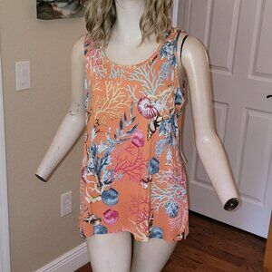 Chico's Touch of Cool Coral Reef Paradise Lily Tank Top Size 1 NWTs